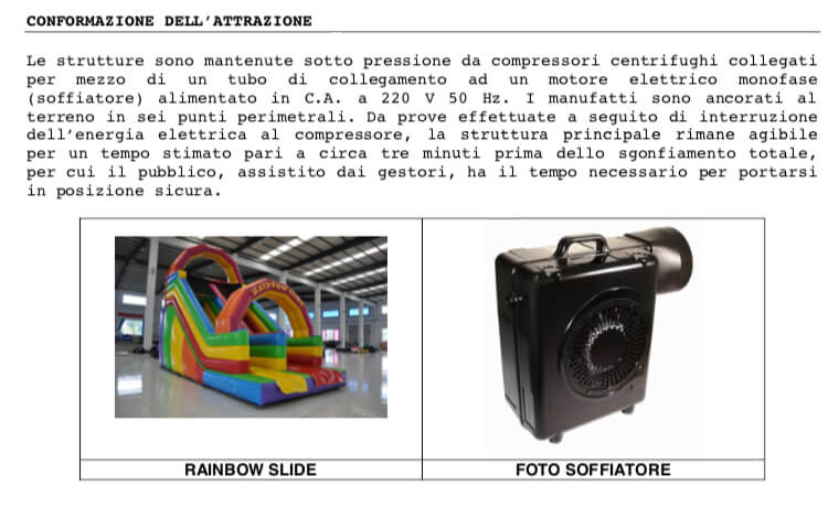collaudo giochi gonfiabili